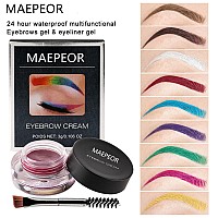 Maepeor 12 Colors Eyebrow Pomade Fullpigmented Long Lasting Waterproof Eyebrow Cream Gel Filling Shaping Tinted Eyebrows Enha