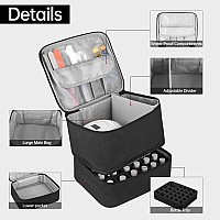 Buruis Nail Polish Organizer Doublelayer Nail Tools And Nail Dryer Bag Holds 27 Various Size Bottles 15Ml 05 Floz Or Larg