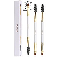 Docolor Eyebrow Brush Duo Eyebrow Spoolie 3Pcs Professional Angled Eye Brow Brush Perfect For Lining And Shaping Brows Spoolie