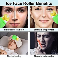 Ice Roller for Face and Eye, Silicone Ice Mold for Face,Facial Ice Roller Skin Care Tool for Eye Puffiness Relief & Remove Fine Lines & Reduce Acne Beauty Gift for Women (05# Green)