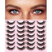 Kiromiro False Eyelashes Natural Look Wispy Faux Mink Lashes Fluffy 14Mm Cat Eye Short Strip Lashes Pack