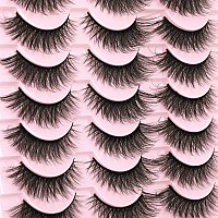 Kiromiro False Eyelashes Natural Look Wispy Faux Mink Lashes Fluffy 14Mm Cat Eye Short Strip Lashes Pack