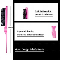 8 Pieces Hair Styling Comb Set Teasing Hair Brush Rat Tail Comb Edge Brush for Edge & Back Brushing, Combing, Slicking Hair for Women (Pink)