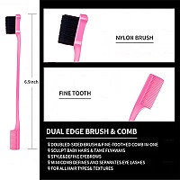 8 Pieces Hair Styling Comb Set Teasing Hair Brush Rat Tail Comb Edge Brush for Edge & Back Brushing, Combing, Slicking Hair for Women (Pink)