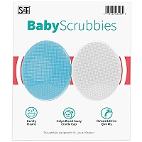 St Inc Exfoliating And Massaging Cradle Cap Bath Brushes For Baby Silicone 2 Inch X 25 Inch Blue And White 2 Pack