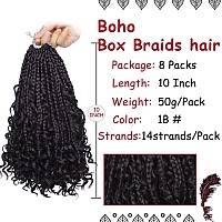 Beverlee 10 Inch 8 Packs Boho Box Braids Goddess Box Braids Crochet Hair Bohemian Hippie Braids Braiding Hair Box Braids With Cu