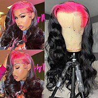 Yms Ombre Pink Wigs For Black Women Human Hair Pink Roots 13X6 Lace Front Wigs Human Hair 180 Density Glueless Wigs Human Hair