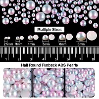 4000PCS Flatback Rhinestones and Half Round Pearls Kit #36, Multi Size Glass AB Crystals, Plastic Flat Back Pink Mermaid Dome Bead with Pickup Pencil and Tweezer for Nail Art