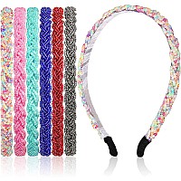 Mtlee 6 Pieces Beaded Headbands Sparkly Crystal Beaded Hair Hoop Hairbands Multiple Color Hair Accessories Head Bands For Women