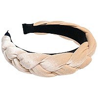 RINVEE Headbands for Women Velvet Braided Headbands Fashion Hairband Criss Cross Hair Accessories, Beige