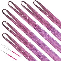 Missuhui Hair Tinsel With Tools 47Inch 1200 Strands Hair Tinsel Kit Glitter Hair Extensions Sparkling Shiny Hair Extensions Fair