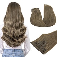 Clip In Hair Extensions Real Human Hair 20 Inch Medium Light Brown 7Pcs 110G Maxita Seamless Hair Extensions Clip In Natural R