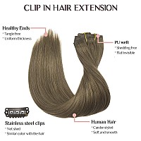 Clip In Hair Extensions Real Human Hair 20 Inch Medium Light Brown 7Pcs 110G Maxita Seamless Hair Extensions Clip In Natural R