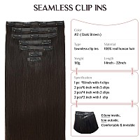 Hair Extensions Clip In Human Hair 14 Inch 110G 7Pcs Maxita Dark Brown Hair Extensions Seamless Clip In Hair Extensions Real H