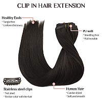 Hair Extensions Clip In Human Hair 14 Inch 110G 7Pcs Maxita Dark Brown Hair Extensions Seamless Clip In Hair Extensions Real H