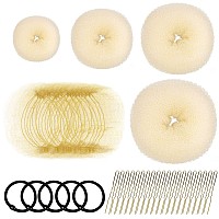 Fandamei Hair Styling Set Bun Maker Hair Nets Hair Pins And Elastic Bands In Various Sizes Gold