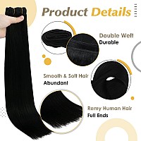 Full Shine Weft Hair Extensions Human Hair Sew In Hair Extensions Real Human Hair 22 Inch Jet Black Remy Weave Human Hair Extens