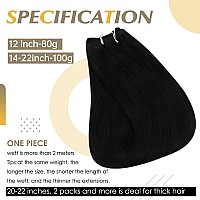 Full Shine Weft Hair Extensions Human Hair Sew In Hair Extensions Real Human Hair 22 Inch Jet Black Remy Weave Human Hair Extens