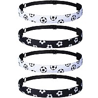 Satinior 4 Pieces Nonslip Soccer Headband For Girl Adjustable Football Hairband Sport White Black