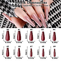 Loveourhome 576Pc Coffin Press On Nails Long Colored Fake Nails Tips Full Cover Medium Ballerina Press On Nail Acrylic Artificia