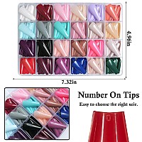 Loveourhome 576Pc Coffin Press On Nails Long Colored Fake Nails Tips Full Cover Medium Ballerina Press On Nail Acrylic Artificia