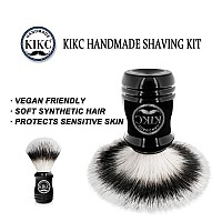 Kikc Hand Crafted Shaving Brush For Vegans Synthetic Hair Bristle For Wet Shave Comfortable Abs Handle Black Color Best Gift