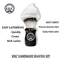 Kikc Hand Crafted Shaving Brush For Vegans Synthetic Hair Bristle For Wet Shave Comfortable Abs Handle Black Color Best Gift