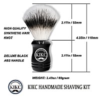 Kikc Hand Crafted Shaving Brush For Vegans Synthetic Hair Bristle For Wet Shave Comfortable Abs Handle Black Color Best Gift