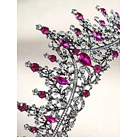 Sweetv Crystal Tiara Crown For Women Royal Queen Crown Headband Hot Pink Rhinestone Princess Hair Accessories Antique Silver