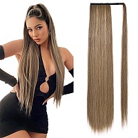 Seikea Long Ponytail Extension Straight Wrap Around Clip In Ponytail Hair Extensions Natural Soft Synthetic Hairpiece For Women