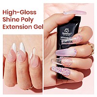 Beetles Poly Nail Extension Gel With Uv Light Starter Kit 6 Jelly Colors 15 Ml Clear Pink Neutral Jelly Gel Nails Quick Buildin