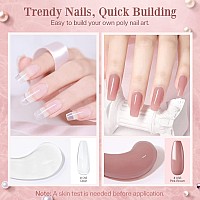 Modelones Poly Nail Gel Kit 30Ml 2Pcs Clear Brown Colors With Slip Solution Extension Builder Enhancement Professional Starter K