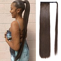 Seikea Long Ponytail Extension Straight Wrap Around Clip In Ponytail Hair Extensions Natural Soft Synthetic Hairpiece For Women