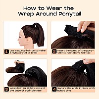 Seikea Long Ponytail Extension Straight Wrap Around Clip In Ponytail Hair Extensions Natural Soft Synthetic Hairpiece For Women