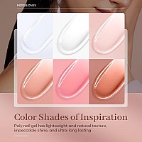 Modelones Poly Nail Gel Set 6 Colors Nude Pink Brown Daily Collection Poly Extension Gel Set Builder Nail Gel French Manicure D