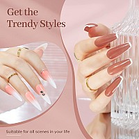 Modelones Poly Nail Gel Set 6 Colors Nude Pink Brown Daily Collection Poly Extension Gel Set Builder Nail Gel French Manicure D