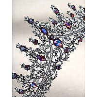 Sweetv Crystal Tiara Crown For Women Royal Queen Crown Headband Blue Iridescent Rhinestone Princess Hair Accessories Black Gr