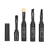 4 in 1 Telescopic Makeup Brushes Set Portable Retractable Lip Eyebrow Eyeshadow Cosmetic Brushes(Black)