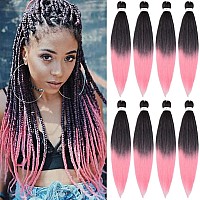 Pre Stretched Braiding Hair Extensions 20 Inch 8 Packs Professional Synthetic Braid Hair For Women Crochet Braids Soft Yaki Text