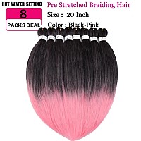 Pre Stretched Braiding Hair Extensions 20 Inch 8 Packs Professional Synthetic Braid Hair For Women Crochet Braids Soft Yaki Text