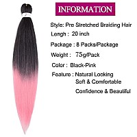 Pre Stretched Braiding Hair Extensions 20 Inch 8 Packs Professional Synthetic Braid Hair For Women Crochet Braids Soft Yaki Text