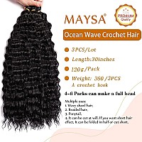 Ocean Wave Crochet Hair Extensions 30 In Crochet Hair Curly Deep Wave Crochet Hair For Black Women 3Packs 1B Natural Black