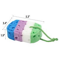 Btyms 3 Pieces Exfoliating Bath Sponge Body Sponges Shower Loofah Soft Bathing Pouf Foam Lufa Body Scrubber