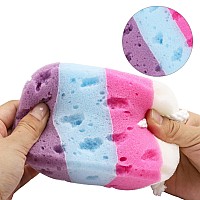 Btyms 3 Pieces Exfoliating Bath Sponge Body Sponges Shower Loofah Soft Bathing Pouf Foam Lufa Body Scrubber