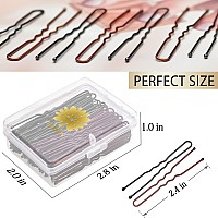 Kanprincess 100Pcs 24Inch U Shaped Hair Pins Black Brown Bobby Pins For All Hair Types Hair Pins For Women Painfree U Pins For