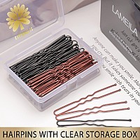 Kanprincess 100Pcs 24Inch U Shaped Hair Pins Black Brown Bobby Pins For All Hair Types Hair Pins For Women Painfree U Pins For