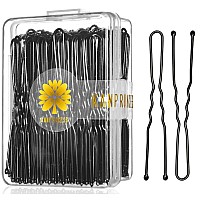 Kanprincess 100Pcs 24Inch U Shaped Hair Pins Black Bobby Pins For All Hair Types Hair Pins For Women Painfree U Pins For Buns