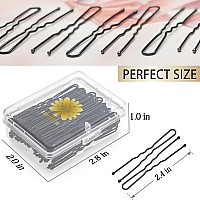 Kanprincess 100Pcs 24Inch U Shaped Hair Pins Black Bobby Pins For All Hair Types Hair Pins For Women Painfree U Pins For Buns