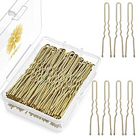 Kanprincess 100Pcs 24Inch U Shaped Hair Pinsgold Bobby Pins For All Hair Typeshair Pins For Womenpainfree U Pins For Buns W