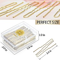 Kanprincess 100Pcs 24Inch U Shaped Hair Pinsgold Bobby Pins For All Hair Typeshair Pins For Womenpainfree U Pins For Buns W